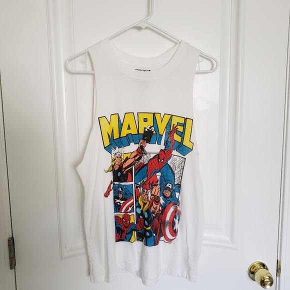 Marvel Graphic White Muscle Tank Top - Picture 2 of 7